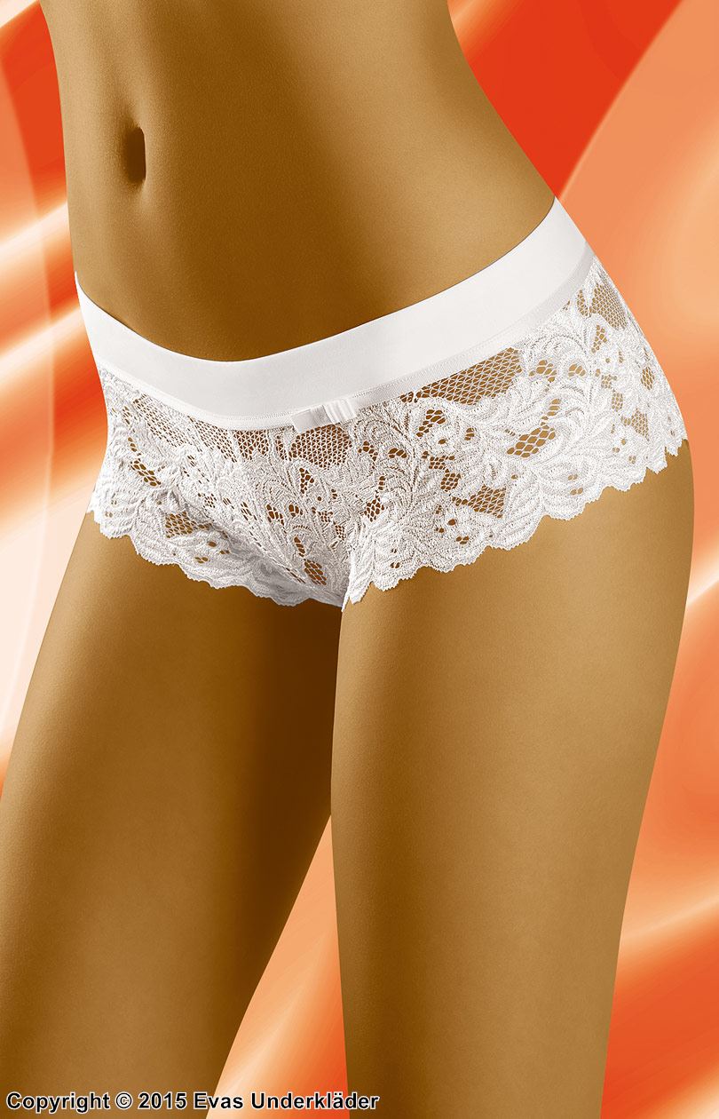 Romantische Boyshort-Höschen, detaillierte Spitze, Blumen